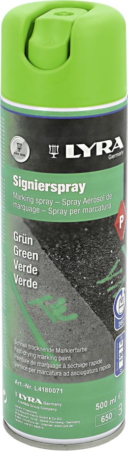 Produktbild: Lyra Markierungsspray grün, 500 ml, für Baum- und Holzmarkierung, 26-2360-4