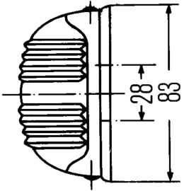 Technische Zeichnung: Hella® Blinkleuchte oval mit Maßangaben und Befestigungsdetails, 83 x 40 x 41 mm