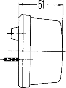 Technische Zeichnung: Hella® Blinkleuchte quadratisch, hinten links/rechts, 84 x 84 x 51 mm, Befestigung Anbau