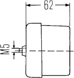 Technische Zeichnung: Hella® Blink- und Positionsleuchte quadratisch, vorn links/rechts, 170 x 75 x 62 mm