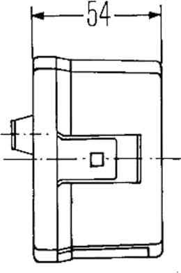 Technische Zeichnung: Hella® Blink- und Positionsleuchte quadratisch, links/rechts, 95 x 85 x 54 mm, Befestigung Anbau