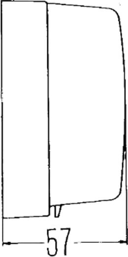 Technische Zeichnung: Hella® Nebelschlussleuchte NES 9, quadratisch, links/rechts, 97 x 97 x 57 mm, 024016, E1 8486