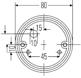 Technische Zeichnung: Hella® Positionsleuchte vorn links/rechts weiß Ø 80 mm