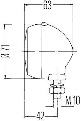 Technische Zeichnung: Hella® Positionsleuchte vorn links/rechts weiß Ø 71 mm