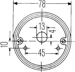 Technische Zeichnung: Hella® Schlussleuchte links/rechts Ø 78 mm, Schluss-, Bremslicht