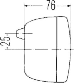 Technische Zeichnung: Hella® Schlussleuchte links/rechts 282 x 105 x 76 mm, Schluss-, Brems-, Blinklicht