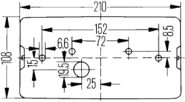 Technische Zeichnung: Hella® Schlussleuchte links/rechts 210 x 108 x 66 mm, Schluss-, Brems-, Blink-, Nebellicht, waagerecht