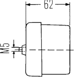 Technische Zeichnung: Hella® Schlussleuchte links/rechts 170 x 75 x 62 mm, Schluss-, Brems-, Blink-, Kennzeichenlicht