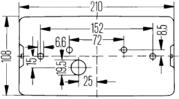 Technische Zeichnung: Hella® Schlussleuchte links 210 x 108 x 66 mm, Schluss-, Brems-, Blink-, Nebellicht
