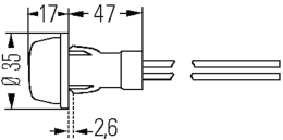 Technische Zeichnung: Hella® Positionsleuchte vorn links/rechts weiß Ø 35 mm