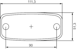 Technische Zeichnung: Hella® LED-Positionsleuchte quadratisch, hinten links/rechts, rot, 111,3 x 51,3 x 22 mm, 9 – 36 V DC