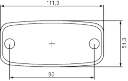Technische Zeichnung: Hella® LED-Positionsleuchte quadratisch, vorn links/rechts, weiß, 111,3 x 51,3 x 22 mm, 9 – 36 V DC