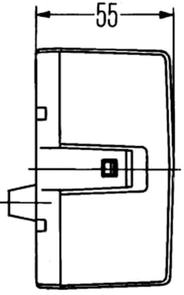 Technische Zeichnung: Hella® Schlussleuchte links/rechts 102 x 98 x 55 mm, Schluss-, Brems-, Blink-, Kennzeichenlicht