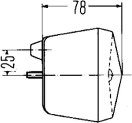 Technische Zeichnung: Hella® Schlussleuchte rechts 330 x 95 x 78 mm, Schluss-, Brems-, Blinklicht