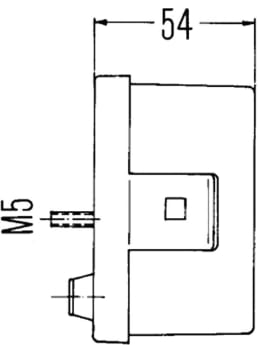 Technische Zeichnung: Hella® Schlussleuchte links/rechts 95 x 90 x 54,5 mm, Schluss-, Brems-, Blinklicht