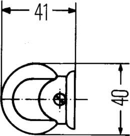 Technische Zeichnung: Hella® Blinkleuchte oval mit Maßangaben und Befestigungspunkten, 83 x 40 x 41 mm