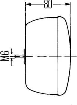 Technische Zeichnung: Hella® Schlussleuchte links/rechts Ø 140 mm, Schluss-, Brems-, Blinklicht