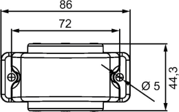 Technische Zeichnung: Hella® LED-Positionsleuchte seitlich links/rechts, weiß, rot, 86 x 67,2 x 44,3 mm, 10 – 30 V DC