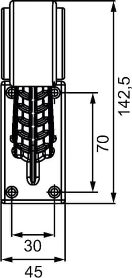 Technische Zeichnung: Hella® LED-Positionsleuchte gewinkelt, seitlich links/rechts, 142,5 x 160 x 45 mm, 10 – 30 V DC