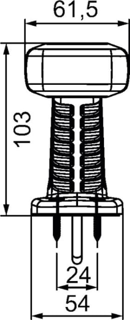 Technische Zeichnung: Hella® LED-Positionsleuchte gewinkelt, seitlich links/rechts, 190,2 x 103 x 61,5 mm, 10 – 30 V DC
