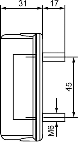 Technische Zeichnung: Hella® Kennzeichenleuchte hinten links/rechts, C5W, schwarz, oval, 82 x 31 x 28 mm