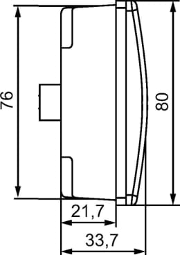 Technische Zeichnung: Hella® LED-Blinkleuchte quadratisch, vorn/hinten links/rechts, 80 x 80 x 33,7 mm, 24 LEDs, E4 61970