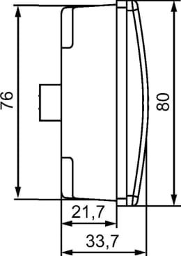 Technische Zeichnung: Hella® LED-Nebelschlussleuchte quadratisch, rot, 80 x 80 x 33,7 mm, E4 4143