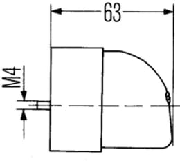 Technische Zeichnung: Hella® Kennzeichenleuchte hinten links/rechts, C5W, schwarz, oval, 105 x 55 x 63 mm, Sockel SV 8,5-8
