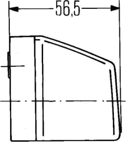 Technische Zeichnung: Hella® Kennzeichenleuchte hinten links/rechts, P21W, schwarz, oval, 102 x 55 x 56,5 mm, Sockel BA15s