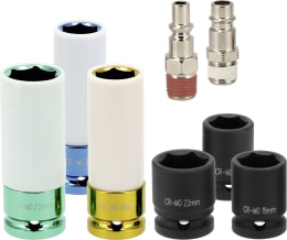 Set: Airpress Schlagschrauber 1/2 1.800 Nm, Druckluft, Set im Koffer, Schlagnüsse, Stecknippel