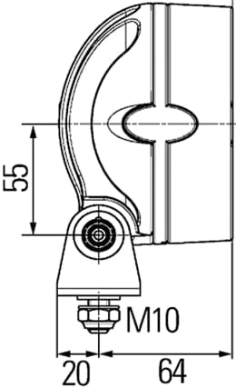 Technische Zeichnung: Hella® LED-Arbeitsscheinwerfer Mega Beam LED nahe Ausleuchtung