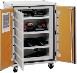 Produktbild: Cemo Akku-Ladeschrank Premium 8/10 400 V, mit Lenkrollen, 4 Ebenen, Kapazität 6 kWh, mit lockEX 2.0, 12121