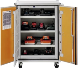 Produktbild: Cemo Akku-Ladeschrank Premium 8/10 400 V, mit Lenkrollen, 4 Ebenen, Kapazität 6 kWh, mit lockEX 2.0, 12121