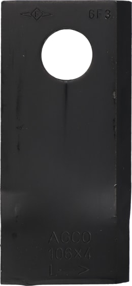 Produktbild: Fendt Kreiselmäherklinge 106 x 48 x 4 mm, links, gedreht für Mähwerk Fendt, Fella, Massey Ferguson, FEL122329