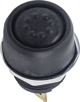 Produktbild: Herth + Buss Druckknopfschalter schwarz, 2 x Flachsteckanschluss 6,3 mm, 12 V 25 A, 24 V 2,5 A