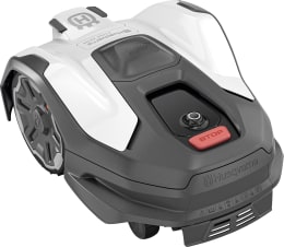 Produktbild: Husqvarna Mähroboter Automower 410VE NERA in Weiß-Grau mit roter STOP-Taste