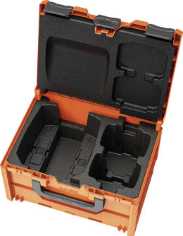 Produktbild: Husqvarna Akku-Box mit Schaumstoffeinlage für 2 Akkus und Ladegerät, orange-schwarz