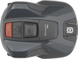 Produktbild: Husqvarna Mähroboter Automower 308V in Grau, Draufsicht mit Bedienfeld und STOP-Taste