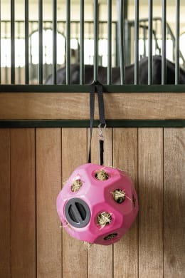 Lifestyle: KERBL Futterball 400 mm pink, Fressöffnungen 19 St./60 mm, für Rinder und Pferde, 3210388