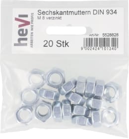 Set: Hevi Sechskantmutter DIN 934, verzinkt, in