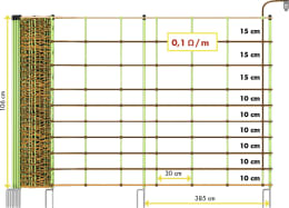 Technische Zeichnung: Patura Schafzaun Tornado XL Kombi 106 cm, mit Doppelspitze, stromführend