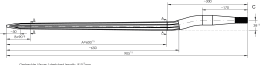 Technische Zeichnung: SHW Frontladerzinken K001 910 mm M 22 - 1,5 AG spitz, gekröpft für Van Lengerich