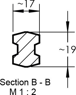 Technische Zeichnung: SHW Frontladerzinken K001 910 mm M 22 - 1,5 AG spitz, gekröpft für Van Lengerich