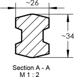 Technische Zeichnung: SHW Frontladerzinken K001 910 mm M 22 - 1,5 AG spitz, gekröpft für Van Lengerich