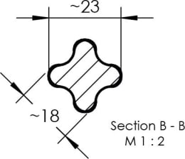 Technische Zeichnung: SHW Frontladerzinken K113 1.100 mm M 22 - 1,5 AG spitz, gerade für Faucheux