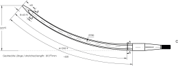 Technische Zeichnung: SHW Greiferzinken K001-36 810 mm, 225 mm, M 22 x 1,5 AG, spitz, gebogen, Vierkant, Bressel & Lade
