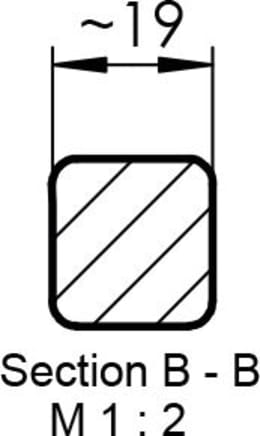 Technische Zeichnung: SHW Greiferzinken K001-36 810 mm, 225 mm, M 22 x 1,5 AG, spitz, gebogen, Vierkant, Bressel & Lade