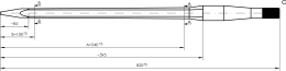 Technische Zeichnung: SHW Frontladerzinken K174 820 mm M 30 x 2 AG spitz, gerade, Sternprofil