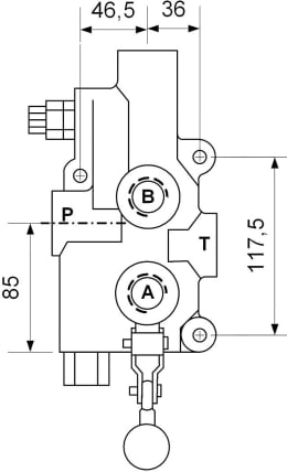 Technische Zeichnung: Holzspalterventil 80 l/min 250 bar