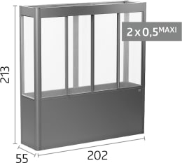 Technische Zeichnung: biohort® Gewächshaus Florentina 2,00 x 0,50 x 2,13 m, quarzgrau, metallic, B180950